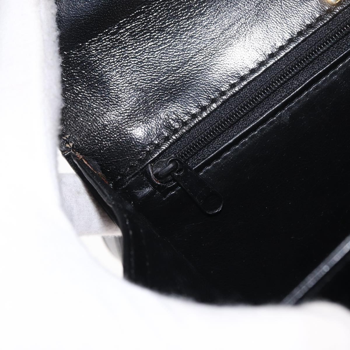 BALLY Hand Bag Leather 2way Black Gold Auth 159425