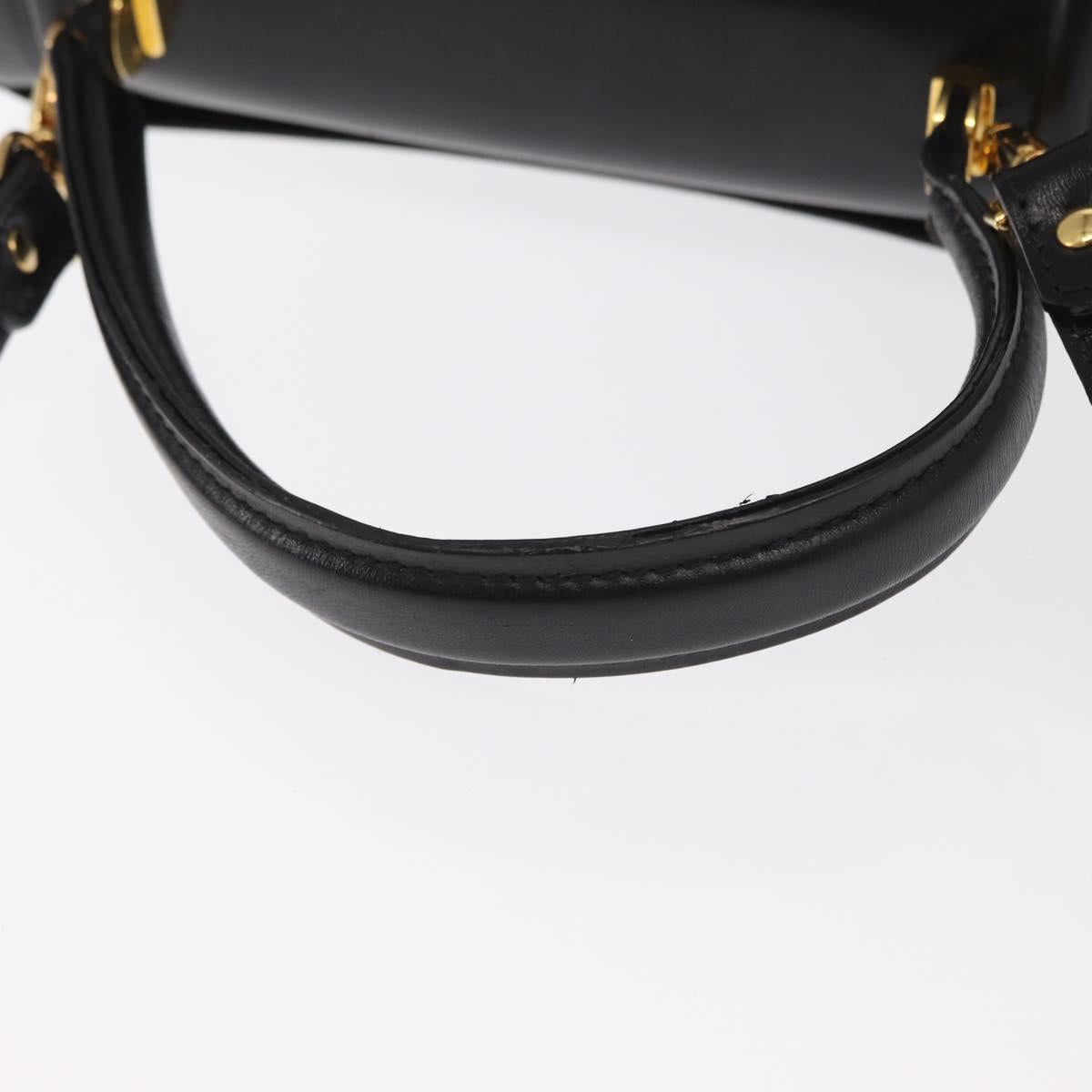 BALLY Hand Bag Leather 2way Black Gold Auth 159425