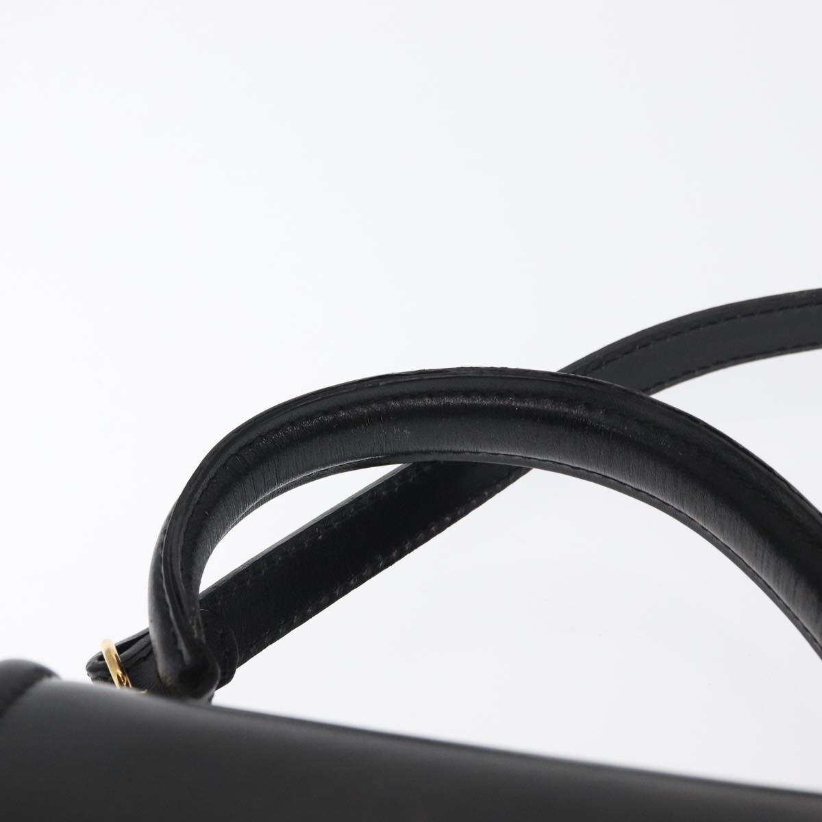 BALLY Hand Bag Leather 2way Black Gold Auth 159425