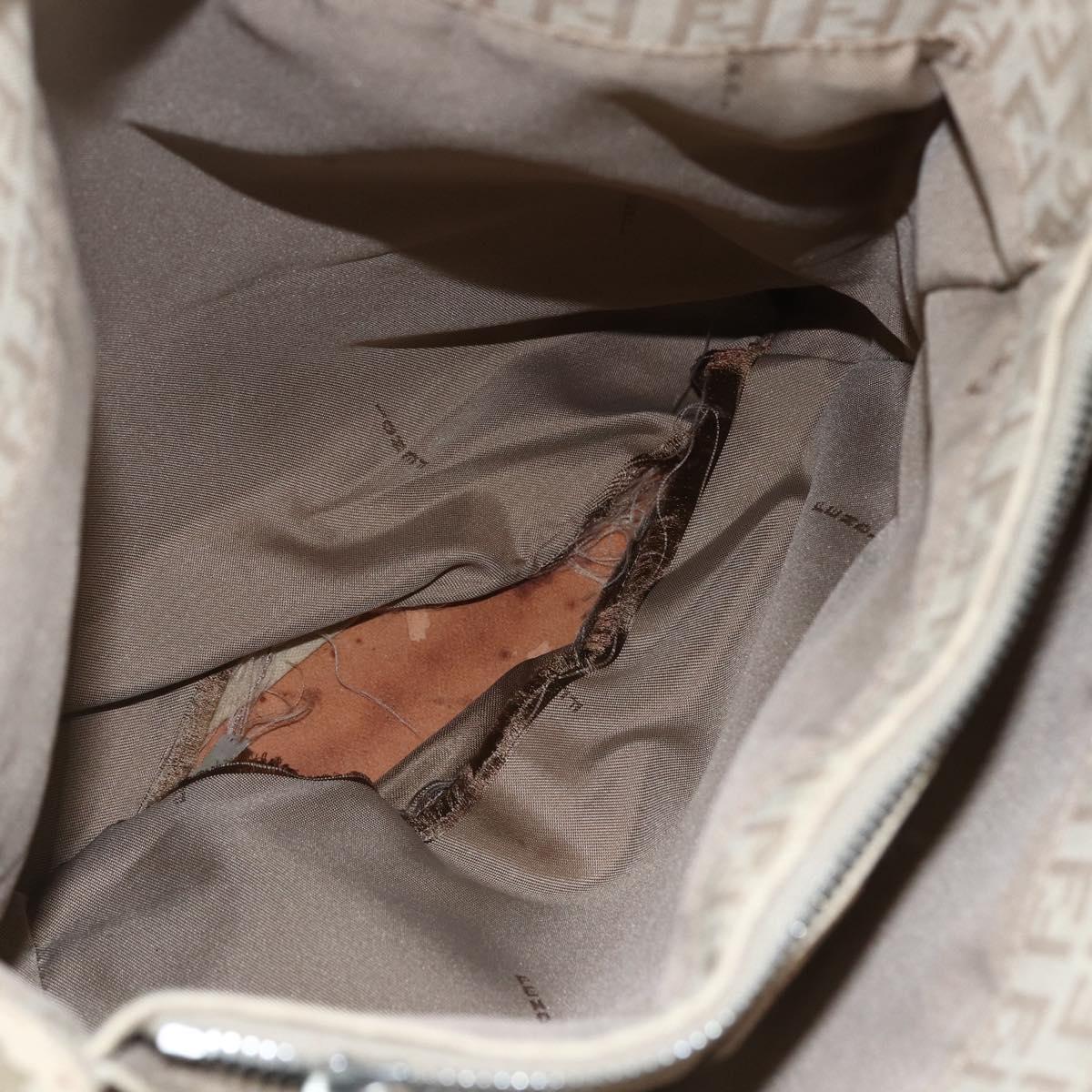 FENDI Zucchino Canvas Tote Bag Beige Gold Auth 159426