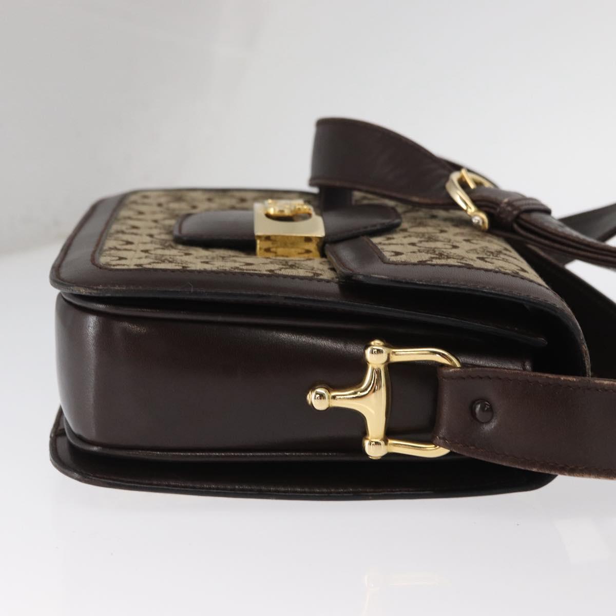 CELINE C Sulky Horse Carriage Shoulder Bag Canvas Beige Gold Auth 159431