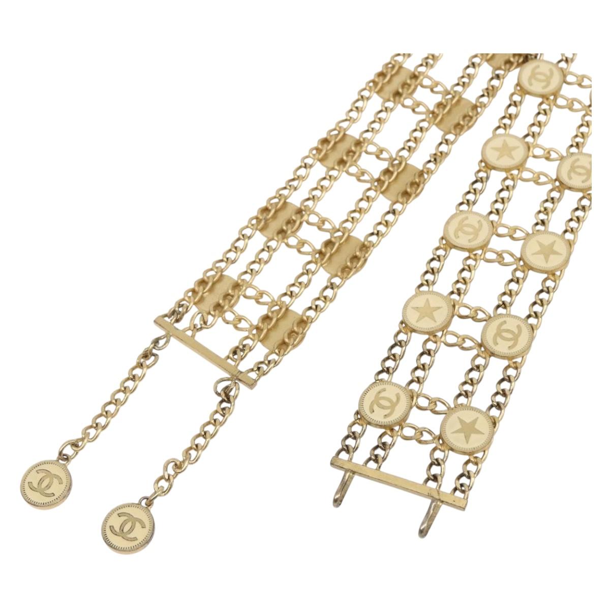 CHANEL Chain Belt metal Gold CC Auth 159438SAM