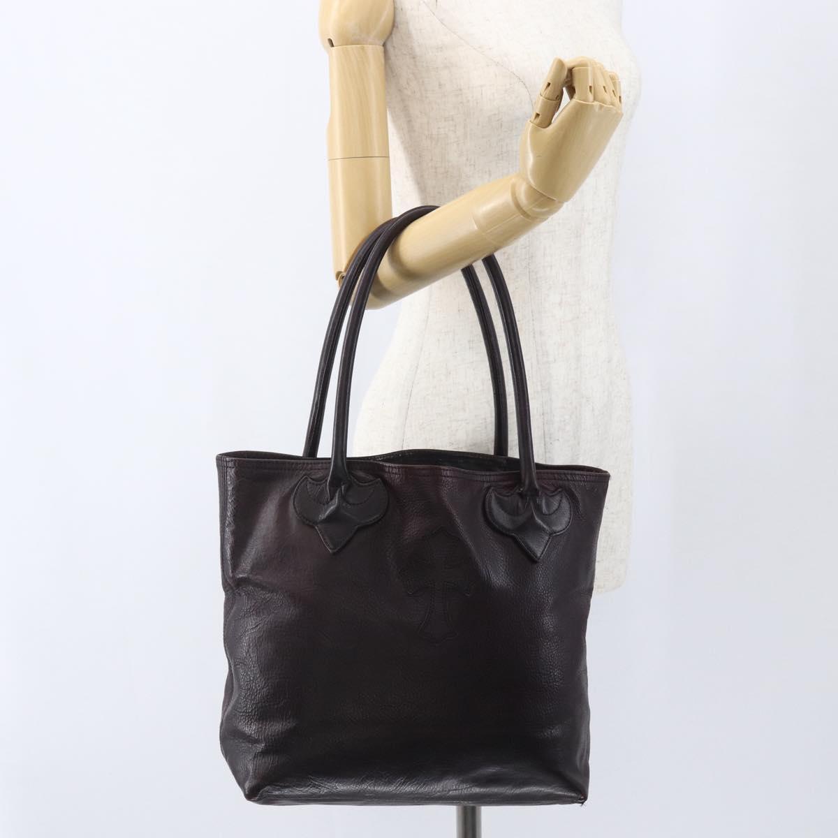 Chrome Hearts FS Tote Crosspatch Tote Bag Leather Black Auth 159442SM