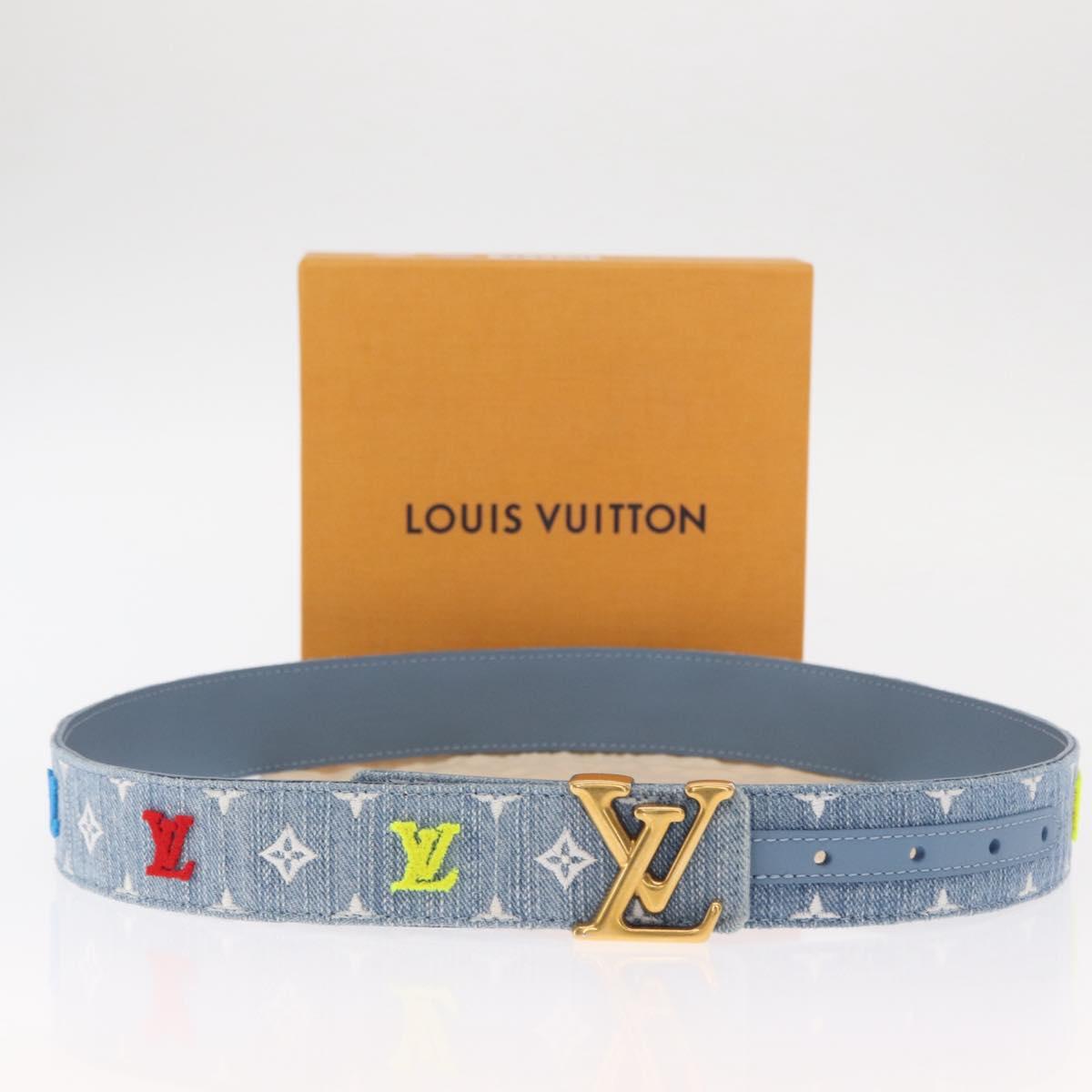LOUIS VUITTON Monogram Denim CeintureLV New Wave Belt Blue M0146 Auth 159446SM