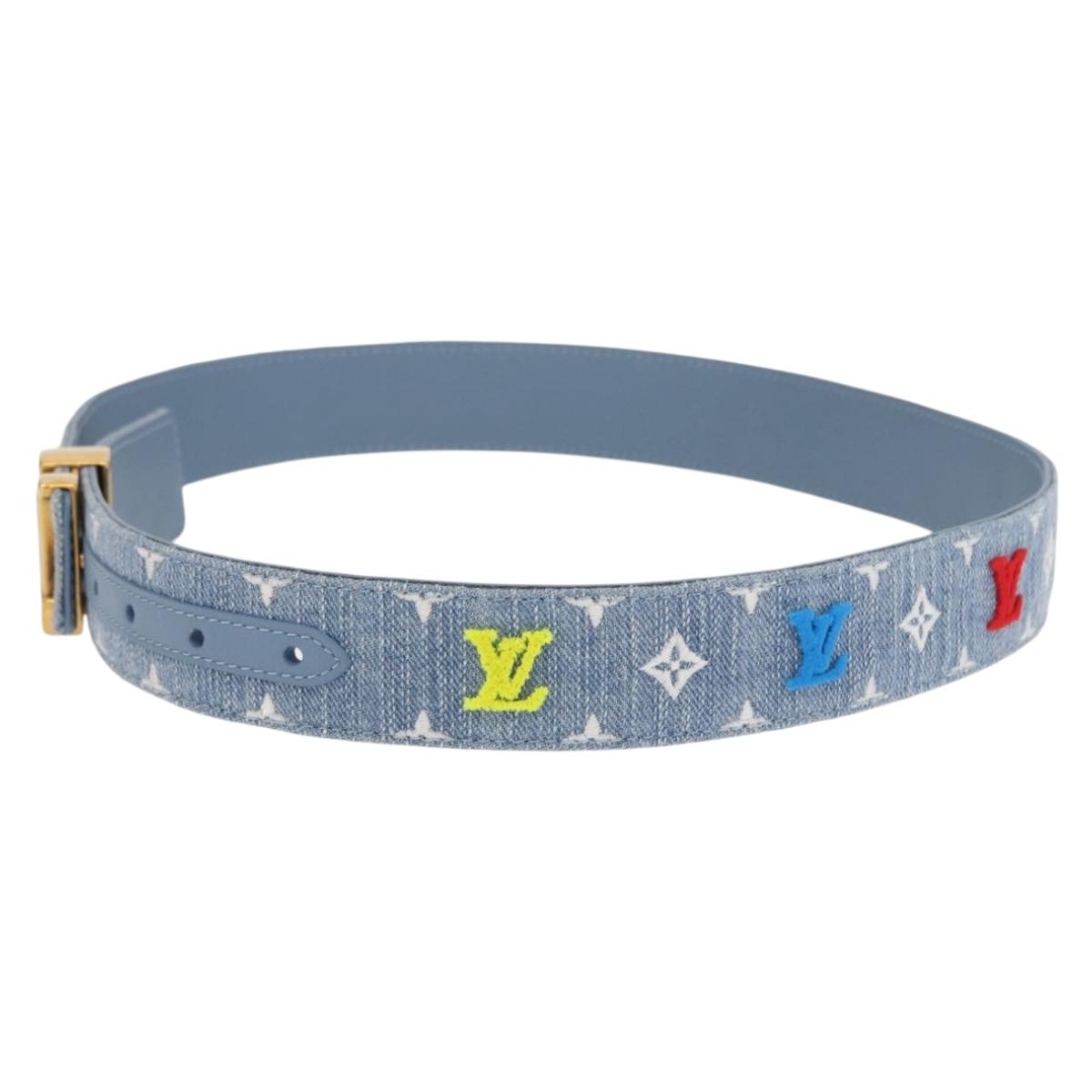 LOUIS VUITTON Monogram Denim CeintureLV New Wave Belt Blue M0146 Auth 159446SM