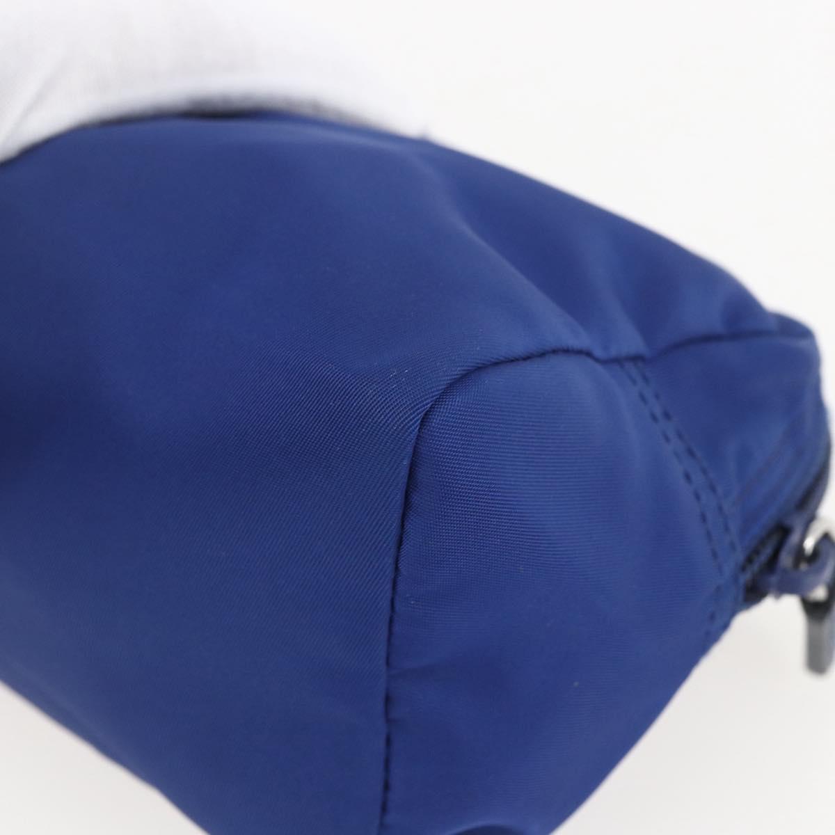 PRADA Pouch Nylon Blue Gold Auth 159459