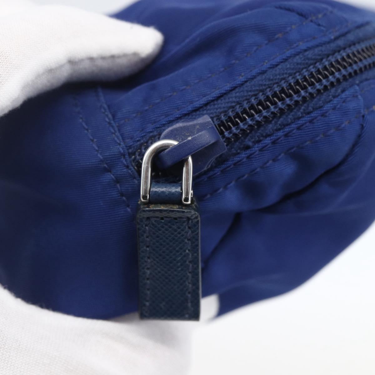 PRADA Pouch Nylon Blue Gold Auth 159459