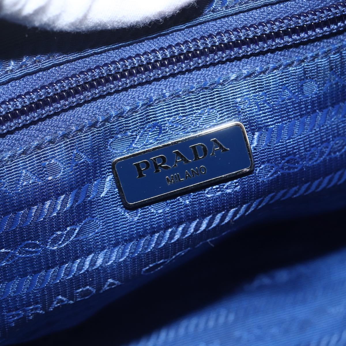 PRADA Pouch Nylon Blue Gold Auth 159459