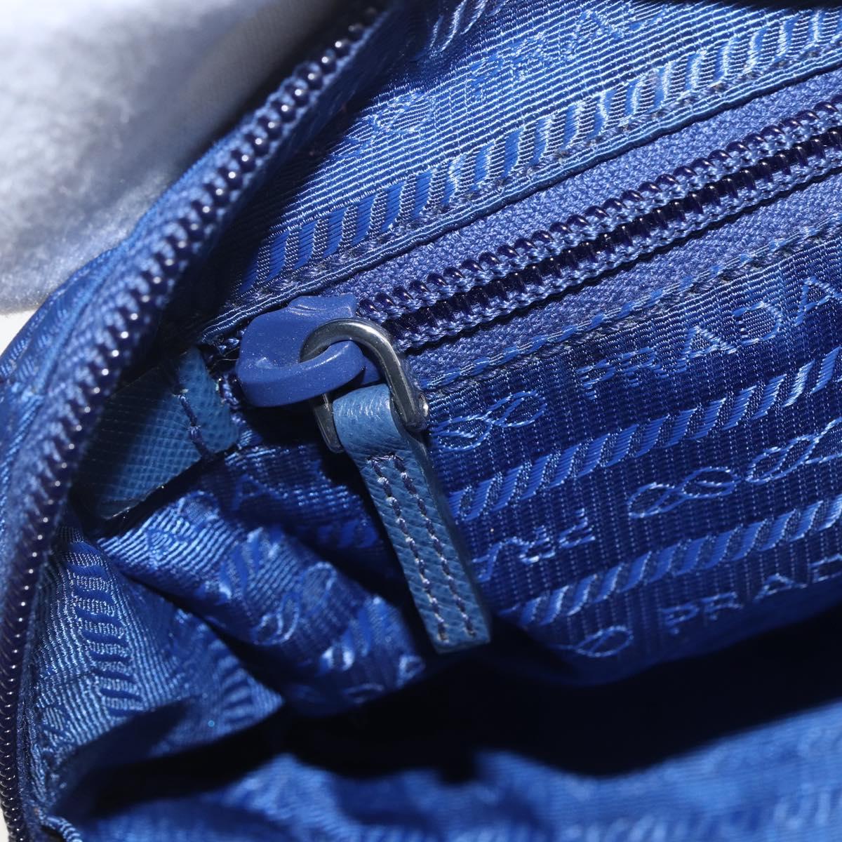 PRADA Pouch Nylon Blue Gold Auth 159459