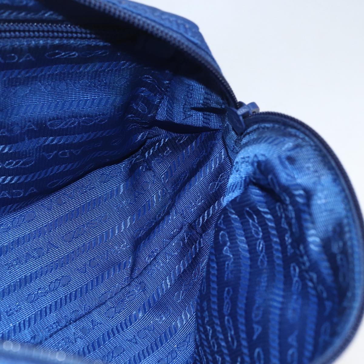 PRADA Pouch Nylon Blue Gold Auth 159459