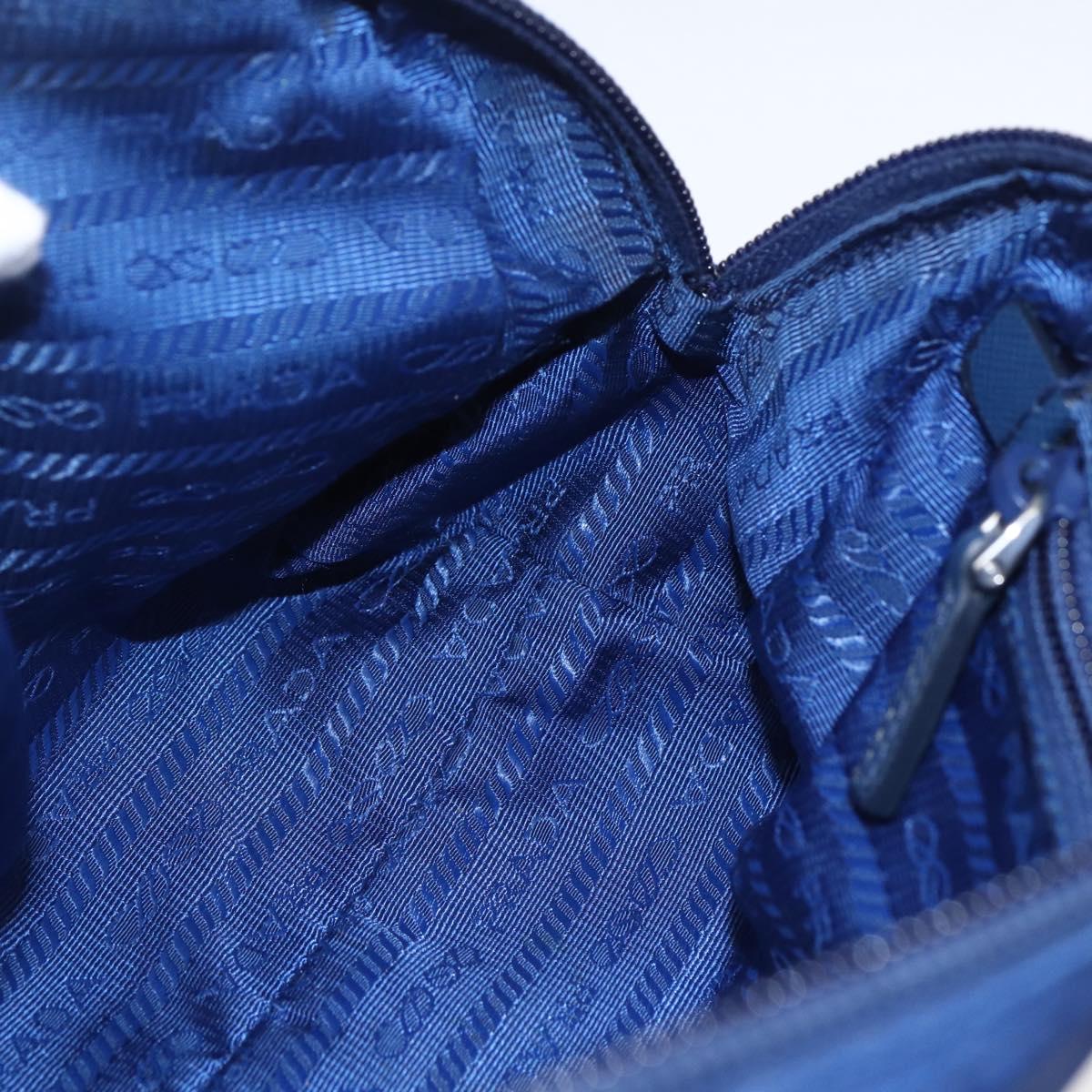 PRADA Pouch Nylon Blue Gold Auth 159459