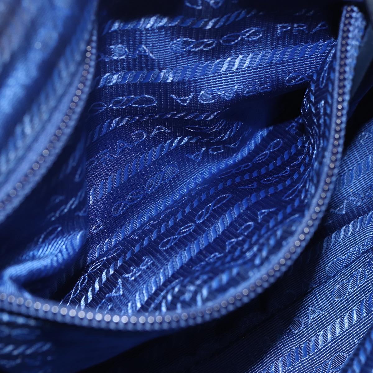 PRADA Pouch Nylon Blue Gold Auth 159459
