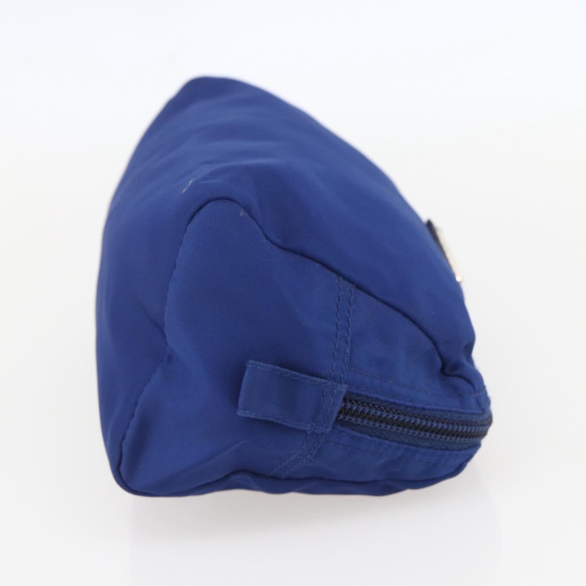 PRADA Pouch Nylon Blue Gold Auth 159459
