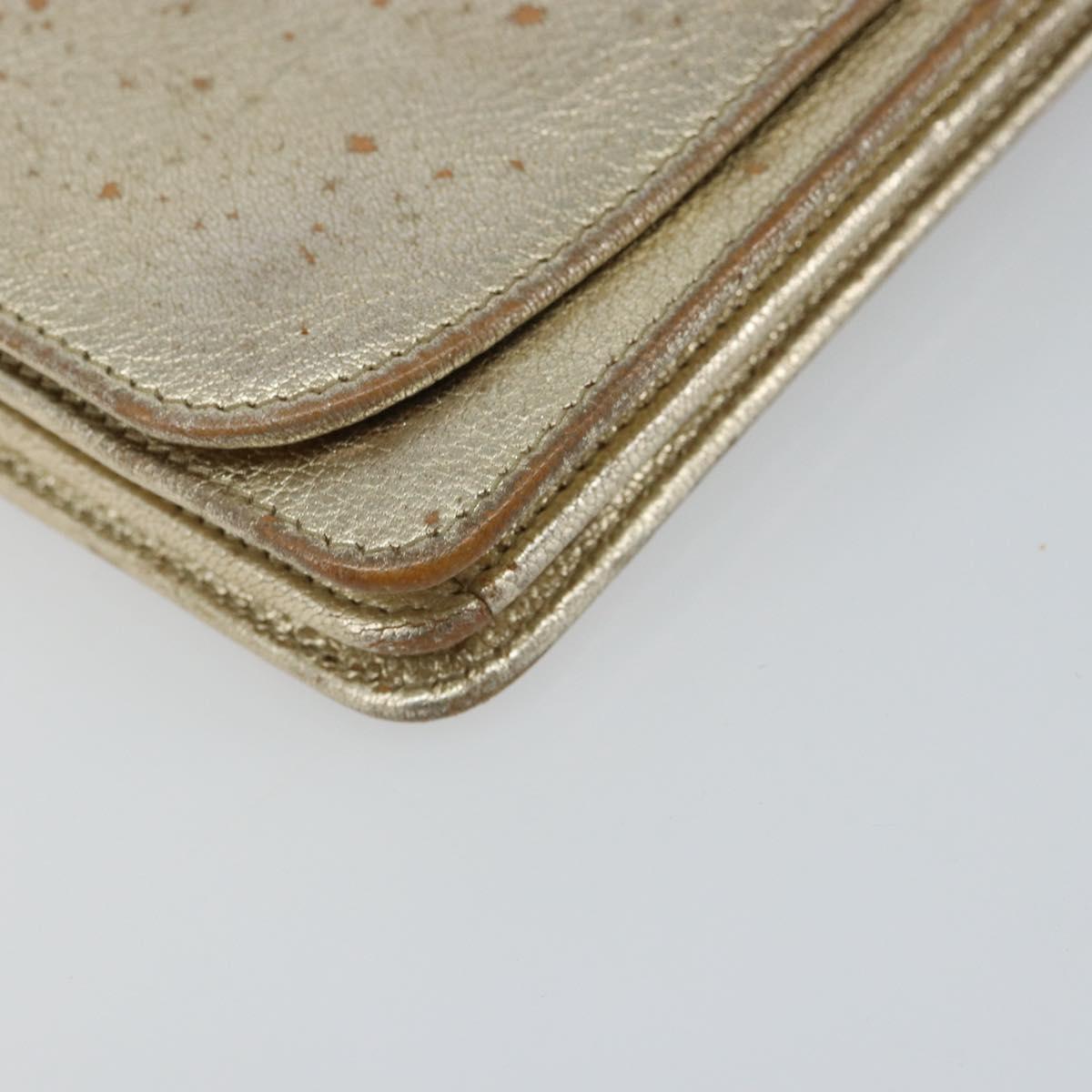 Miu Miu Chain Wallet Shoulder Bag Leather Gold Auth 159461