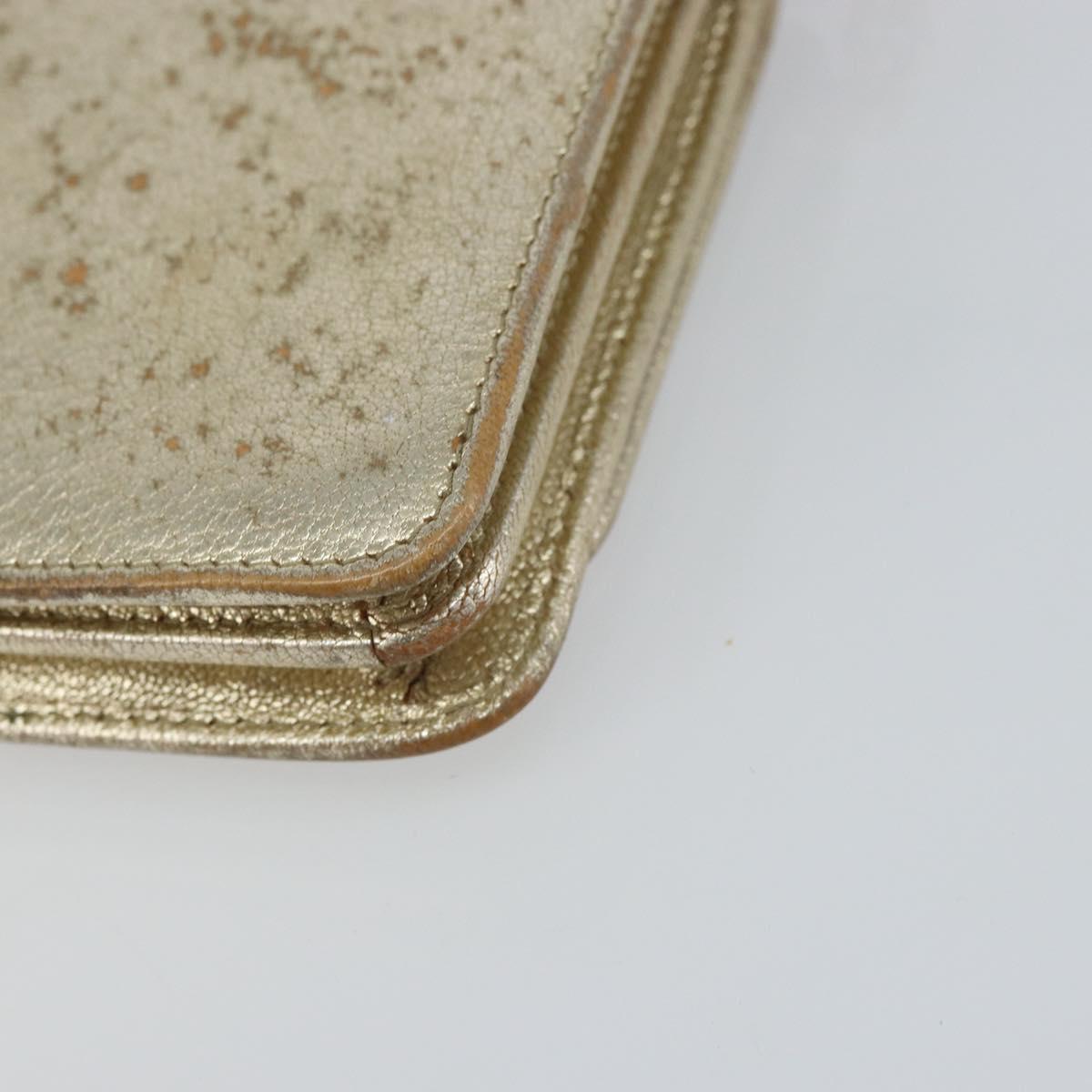 Miu Miu Chain Wallet Shoulder Bag Leather Gold Auth 159461