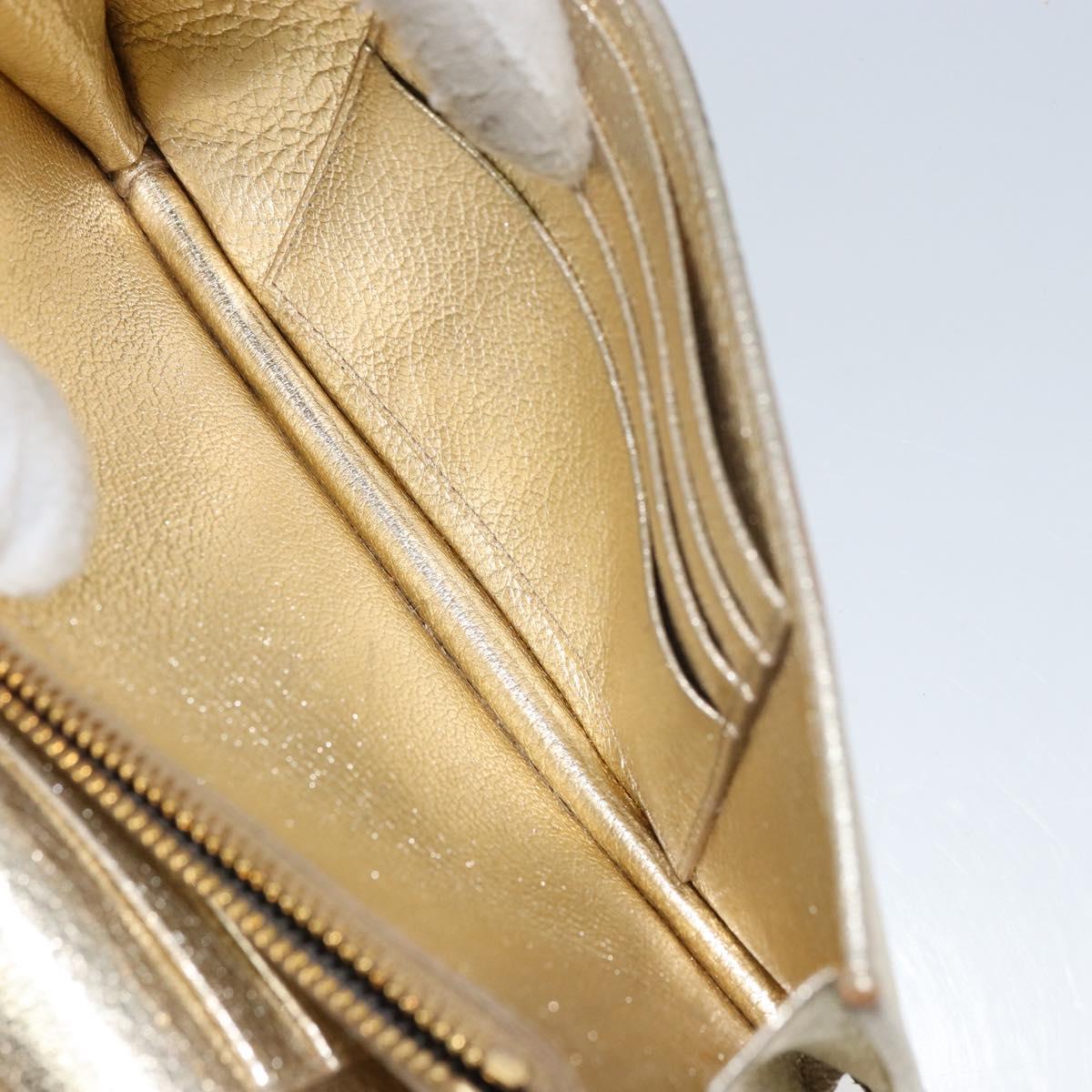 Miu Miu Chain Wallet Shoulder Bag Leather Gold Auth 159461