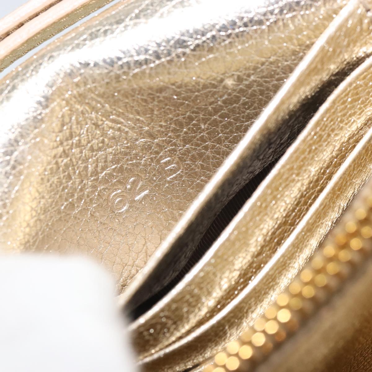 Miu Miu Chain Wallet Shoulder Bag Leather Gold Auth 159461