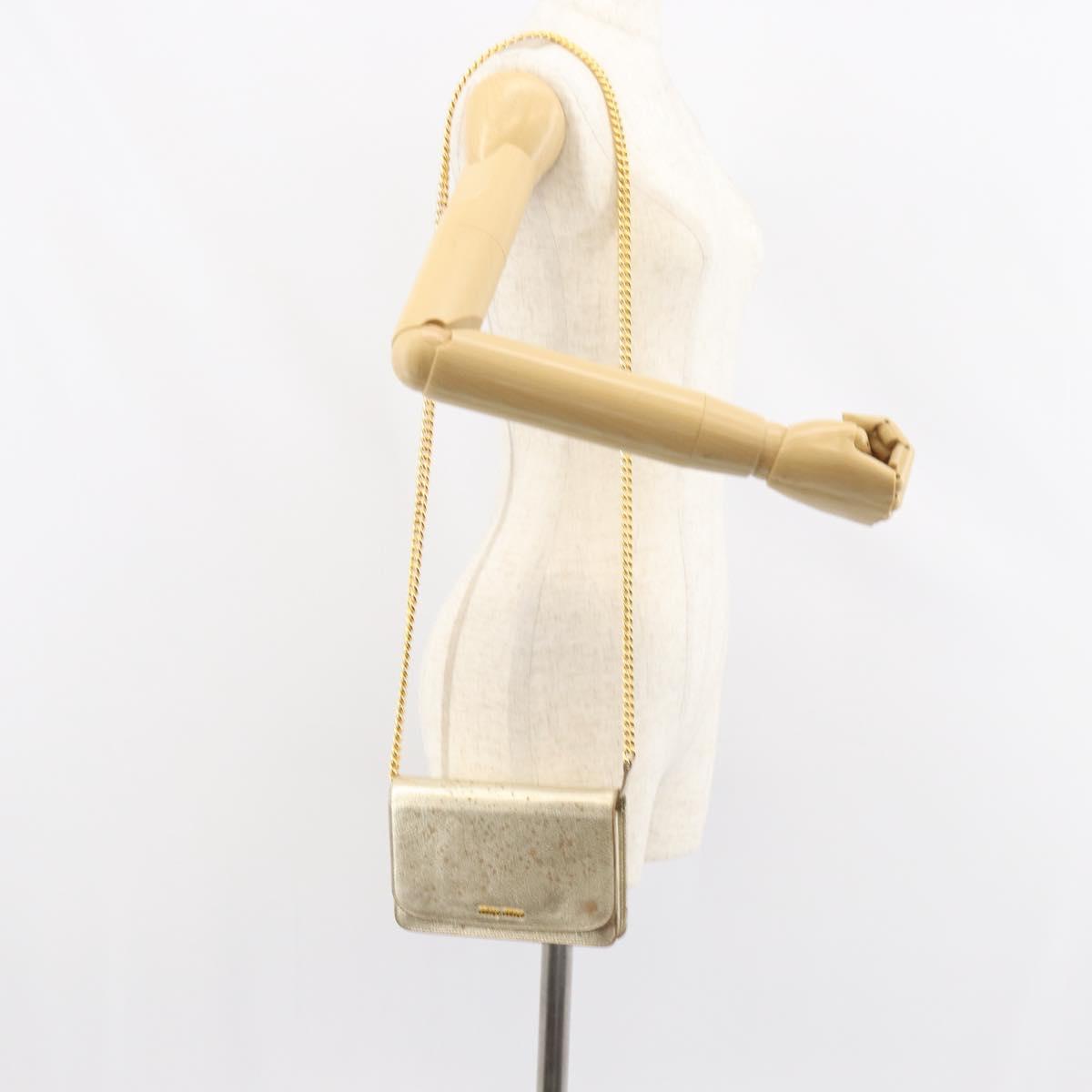 Miu Miu Chain Wallet Shoulder Bag Leather Gold Auth 159461