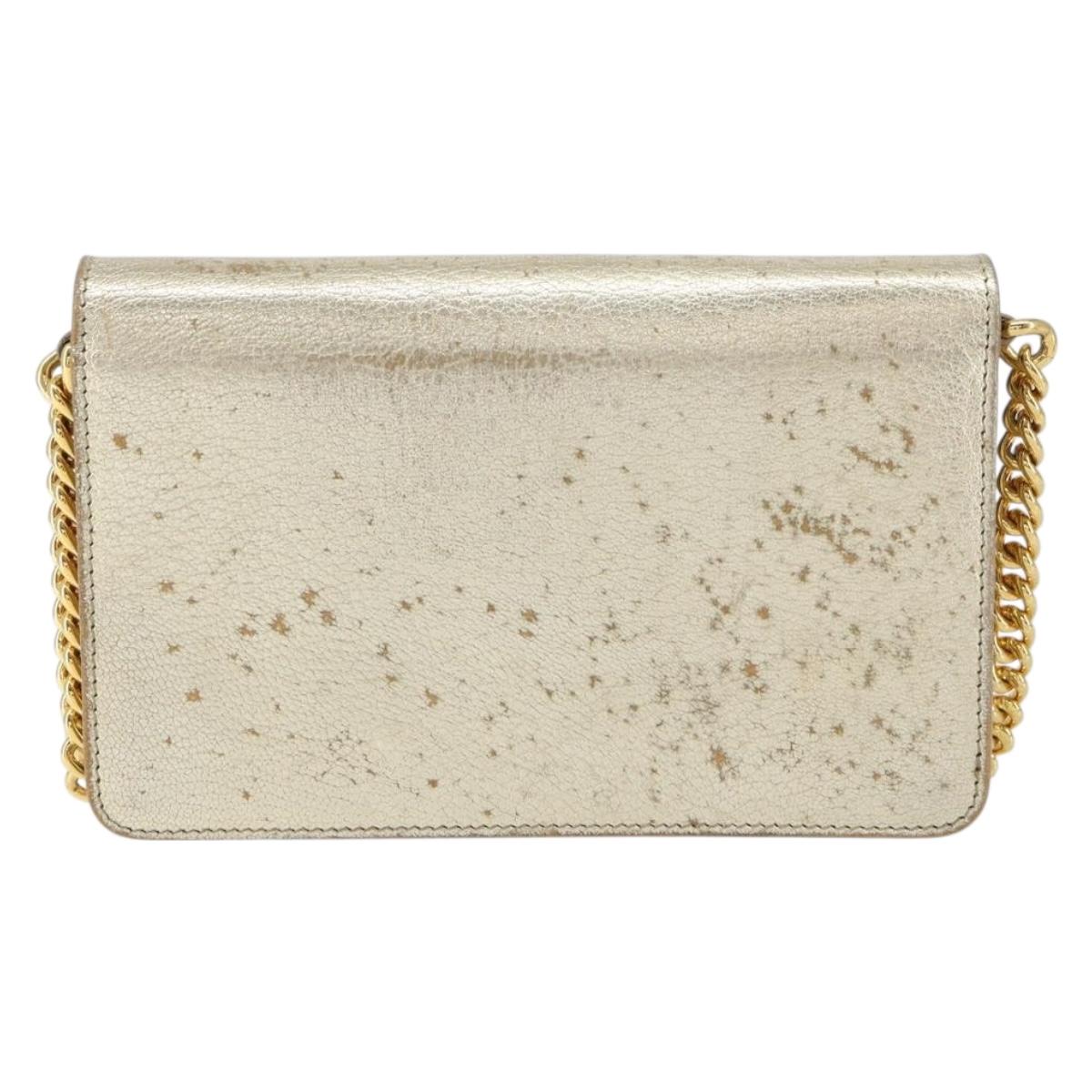 Miu Miu Chain Wallet Shoulder Bag Leather Gold Auth 159461