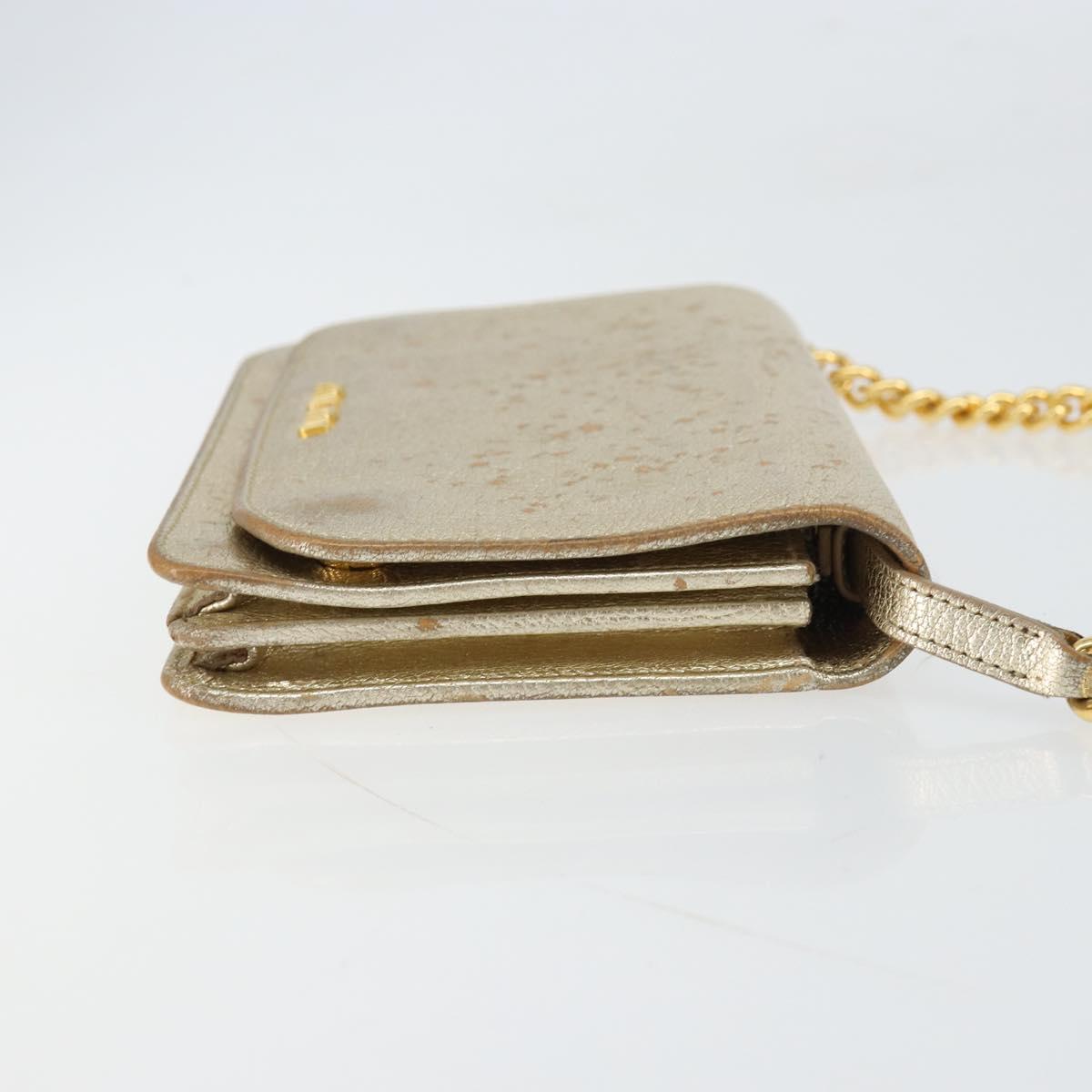 Miu Miu Chain Wallet Shoulder Bag Leather Gold Auth 159461