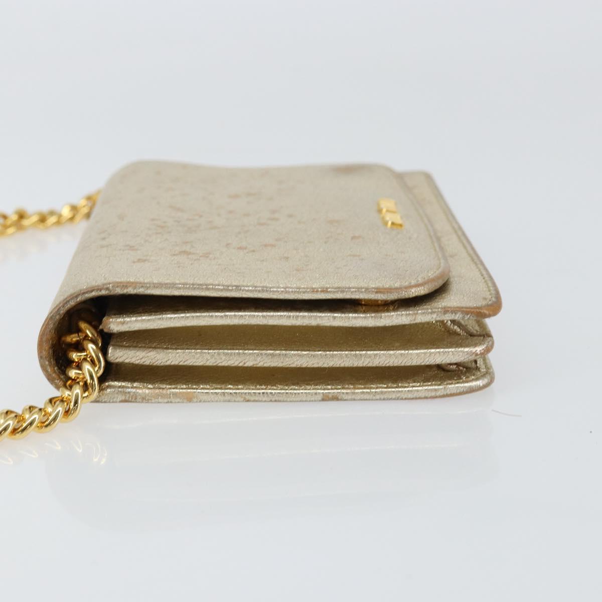 Miu Miu Chain Wallet Shoulder Bag Leather Gold Auth 159461
