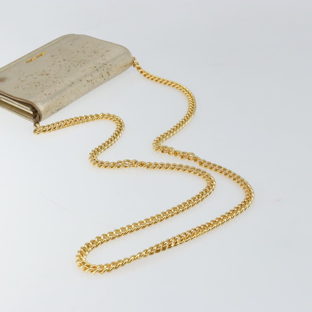 Miu Miu Chain Wallet Shoulder Bag Leather Gold Auth 159461