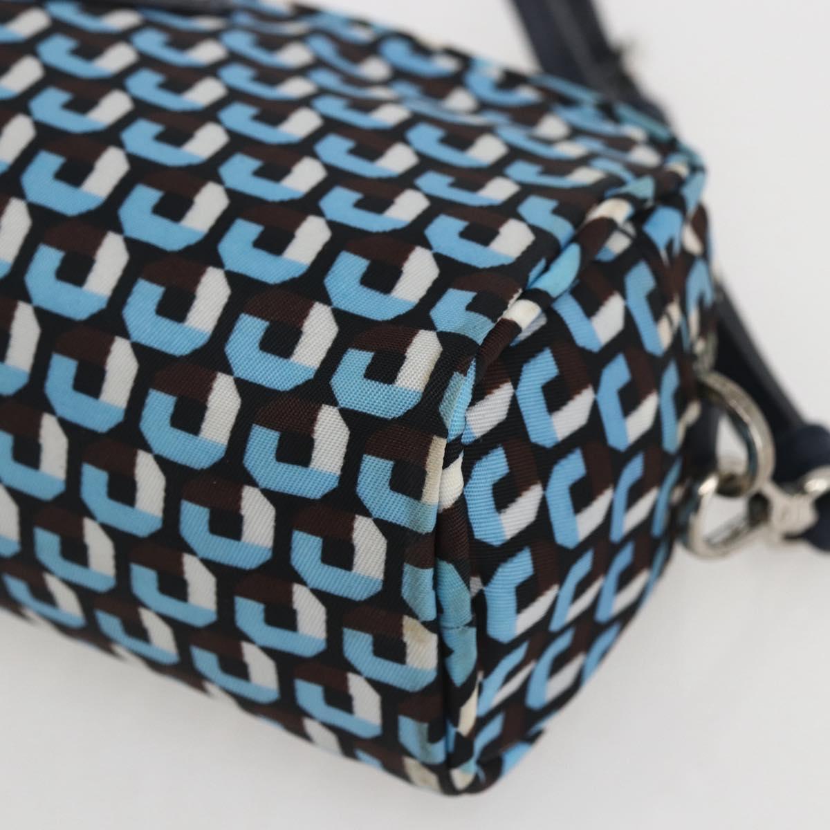 PRADA Pouch Nylon Blue Silver Auth 159464
