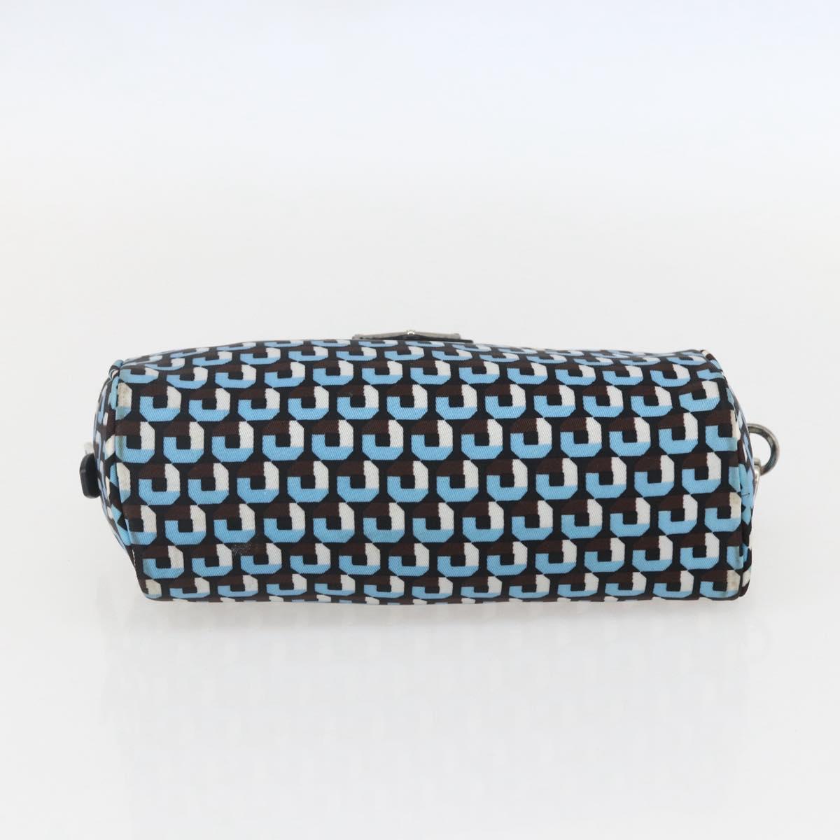 PRADA Pouch Nylon Blue Silver Auth 159464