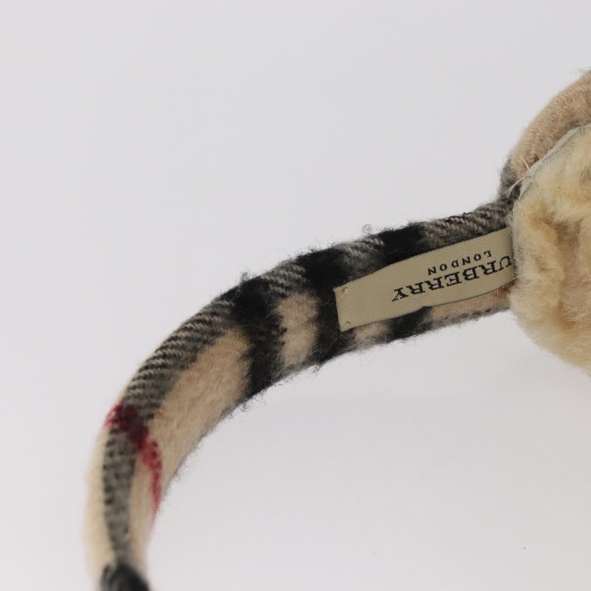 BURBERRY Nova Check Earmuff Wool Beige Auth 159465