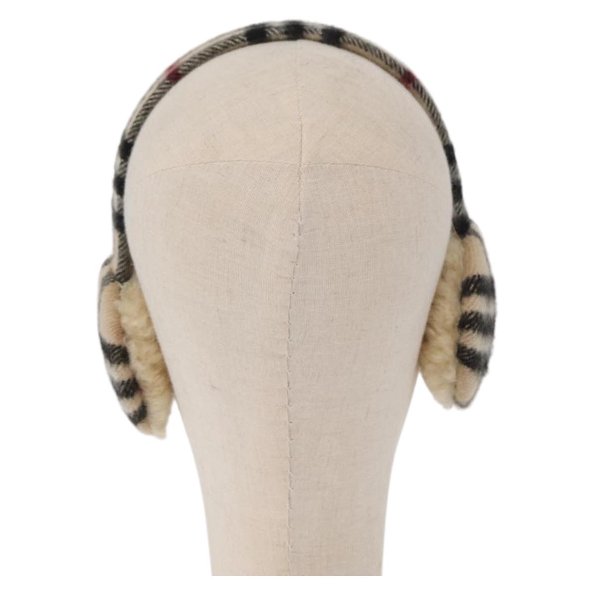 BURBERRY Nova Check Earmuff Wool Beige Auth 159465