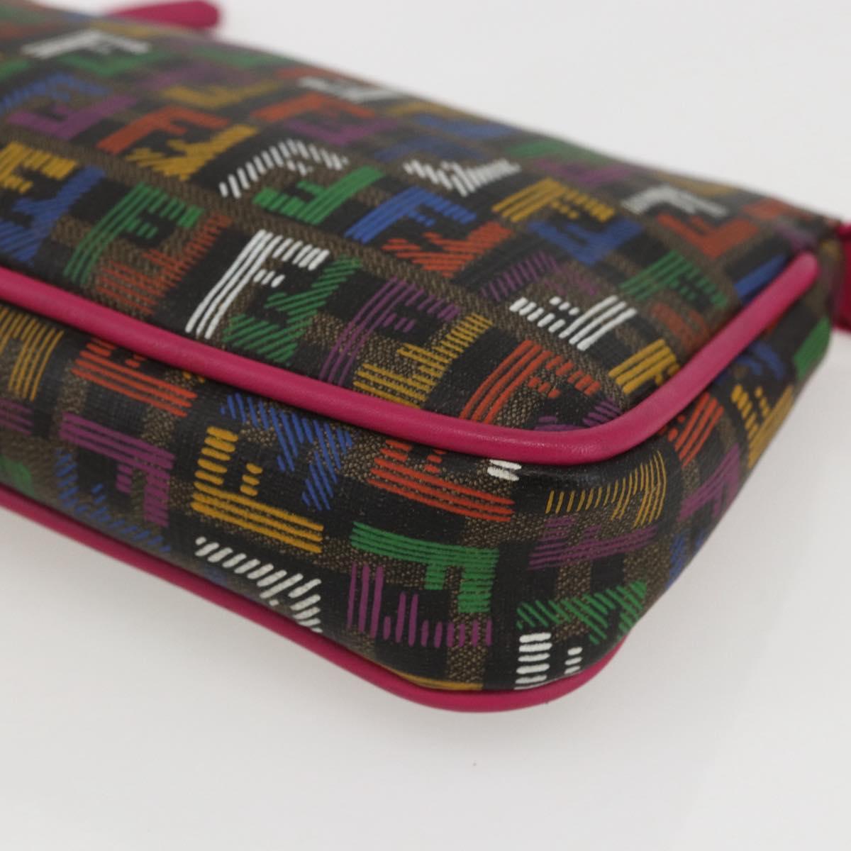 FENDI Zucchino Canvas Accessory Pouch Multicolor Gold Auth 159466V