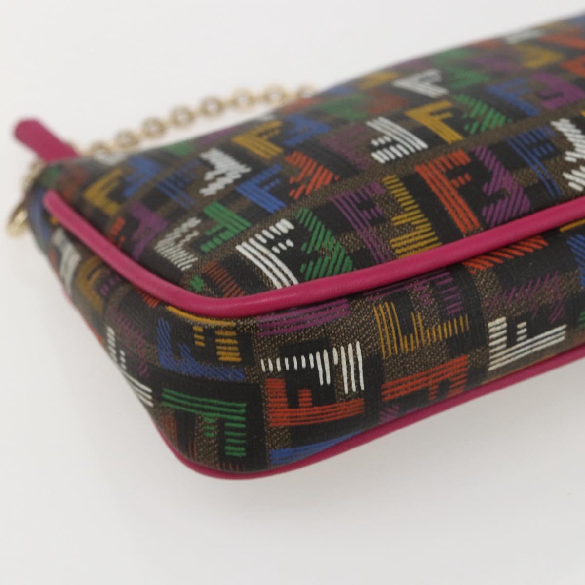 FENDI Zucchino Canvas Accessory Pouch Multicolor Gold Auth 159466V