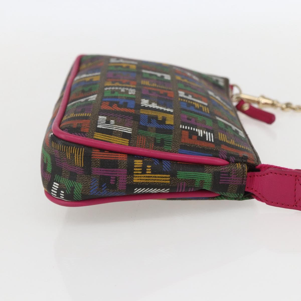 FENDI Zucchino Canvas Accessory Pouch Multicolor Gold Auth 159466V