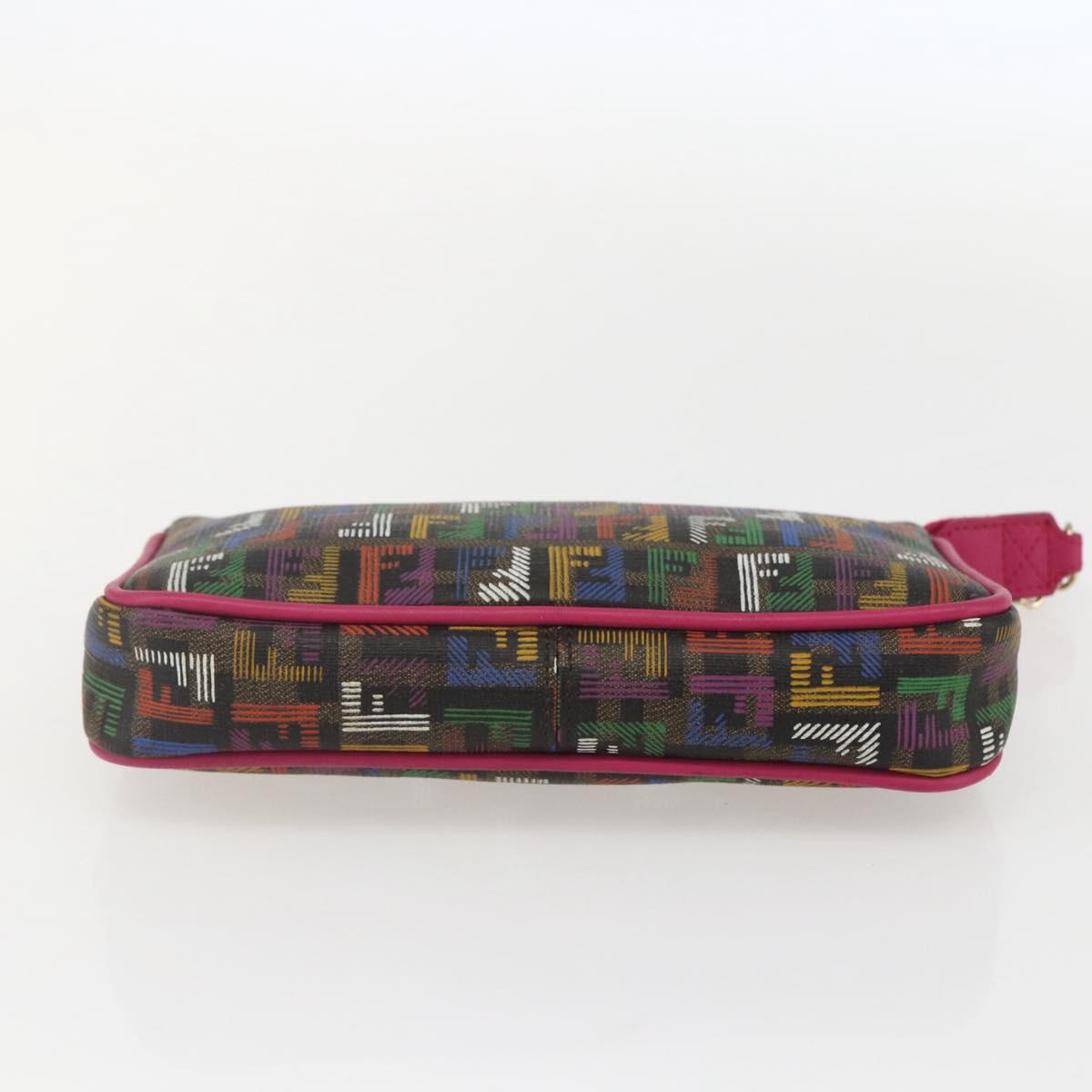 FENDI Zucchino Canvas Accessory Pouch Multicolor Gold Auth 159466V