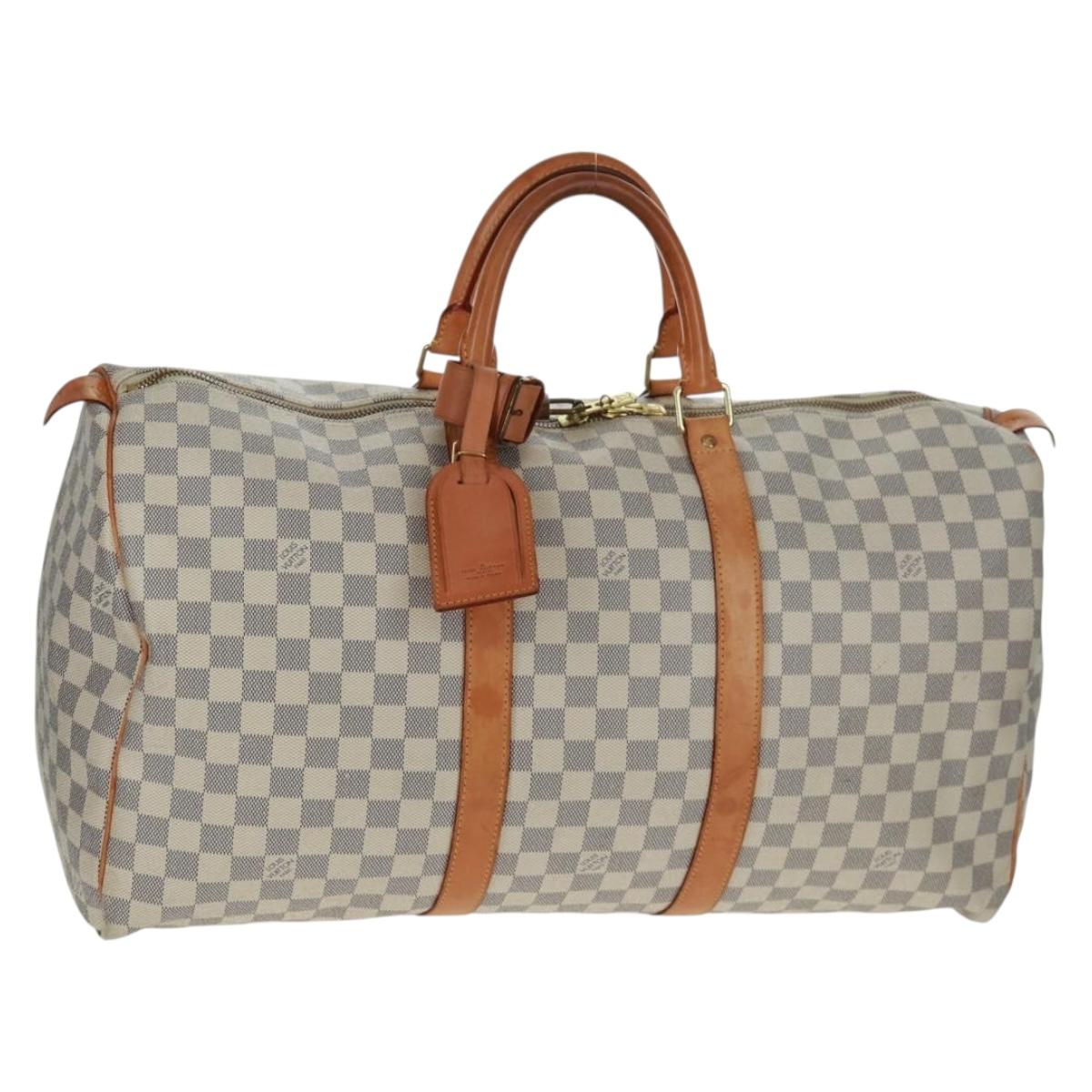 LOUIS VUITTON Damier Azur Keepall 50 Boston Bag N41430 LV Auth 159533V