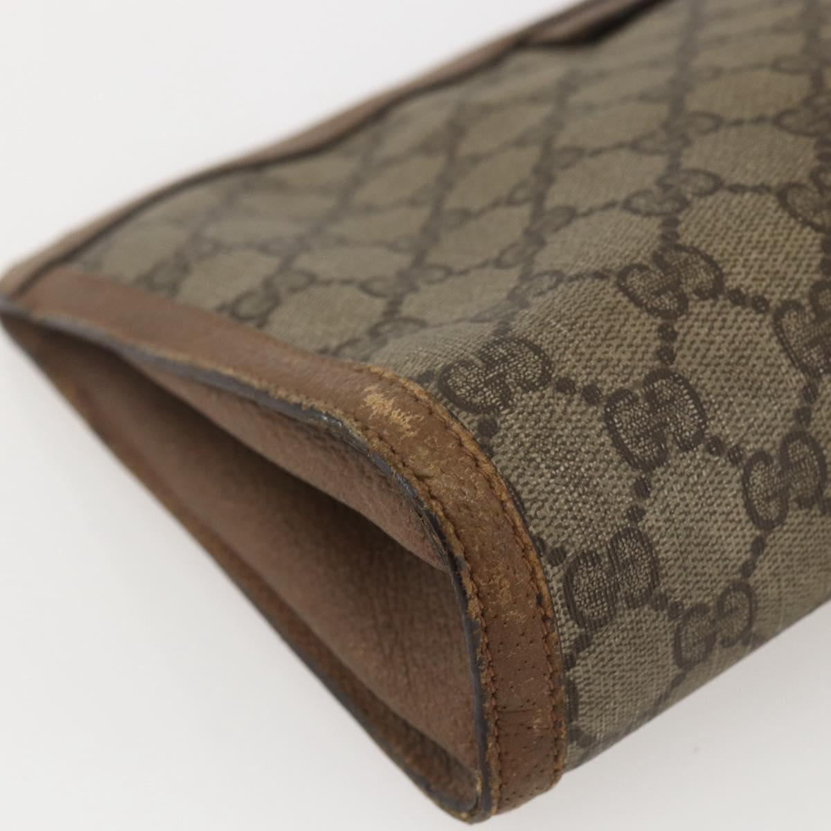 GUCCI GG Supreme Web Sherry Line Clutch Bag PVC Red Beige 89 01 033 Auth 159573