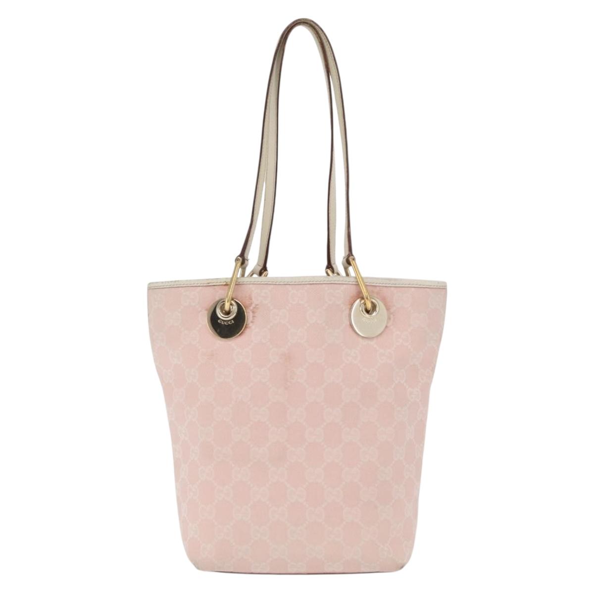 GUCCI GG Canvas Tote Bag Pink Gold 120840 Auth 159575