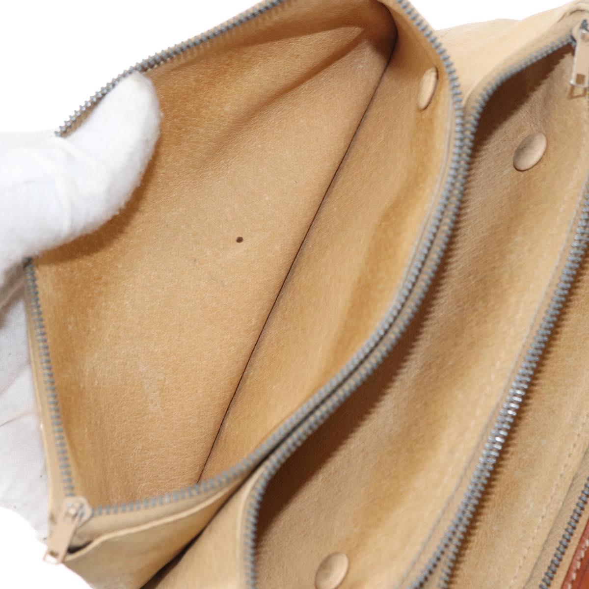 CELINE Macadam Canvas Shoulder Bag PVC Beige Gold Auth 159576