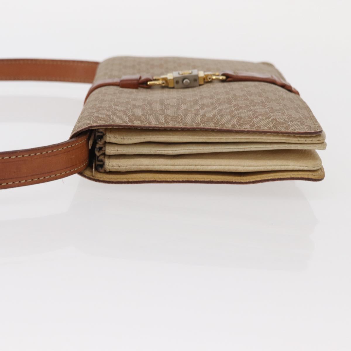 CELINE Macadam Canvas Shoulder Bag PVC Beige Gold Auth 159576