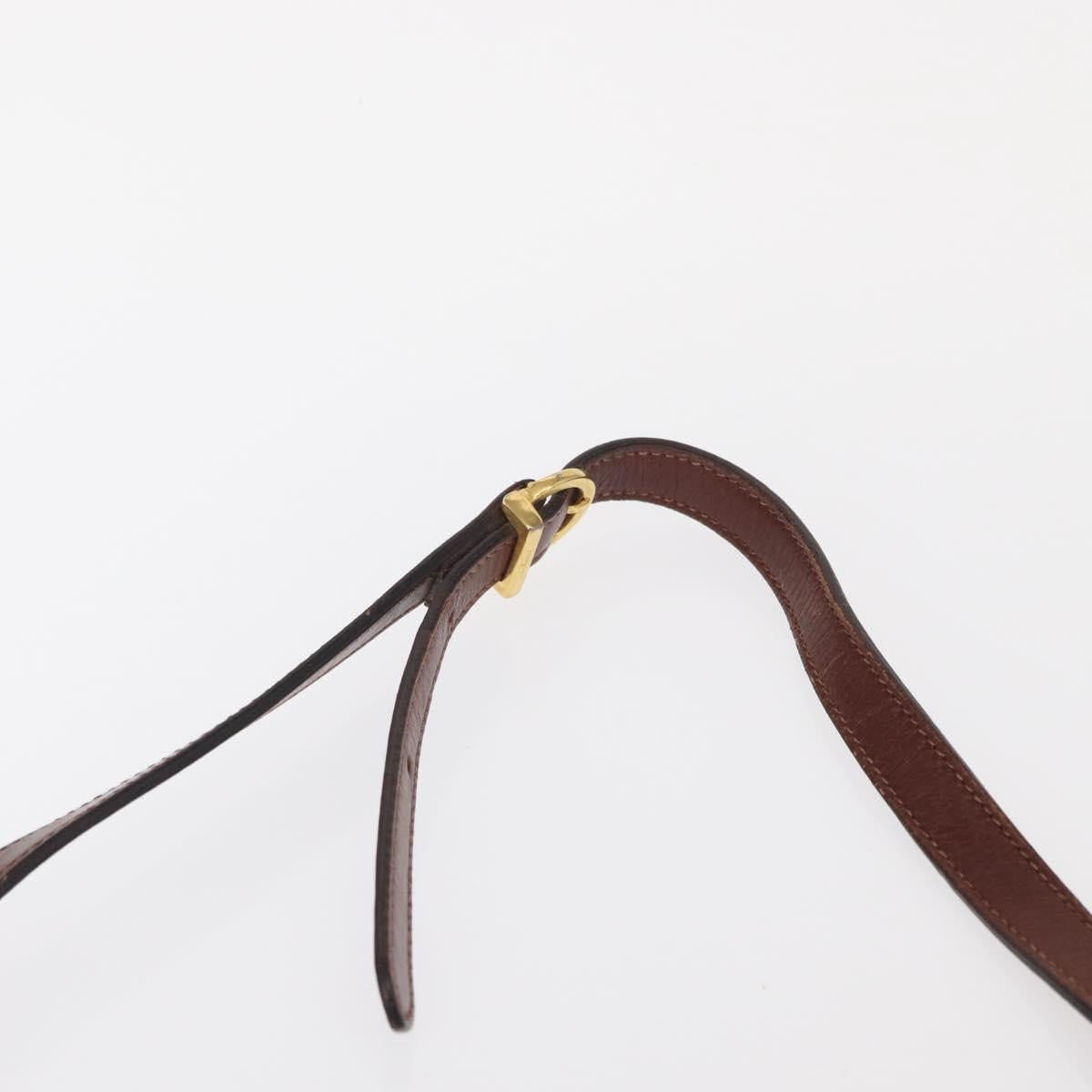 Salvatore Ferragamo Gancini Shoulder Bag Leather Brown Gold Auth 159579