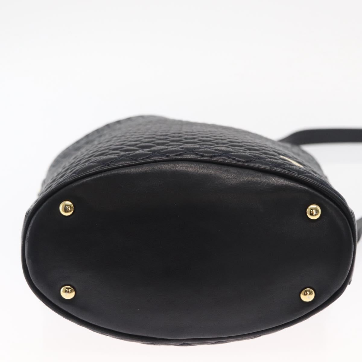 BALLY Chain Shoulder Bag Leather Navy Gold Auth 159580