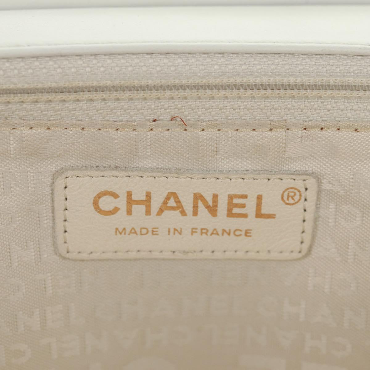 CHANEL Choco Bar Chain Shoulder Bag Lamb Skin Black White CC Auth 159582V