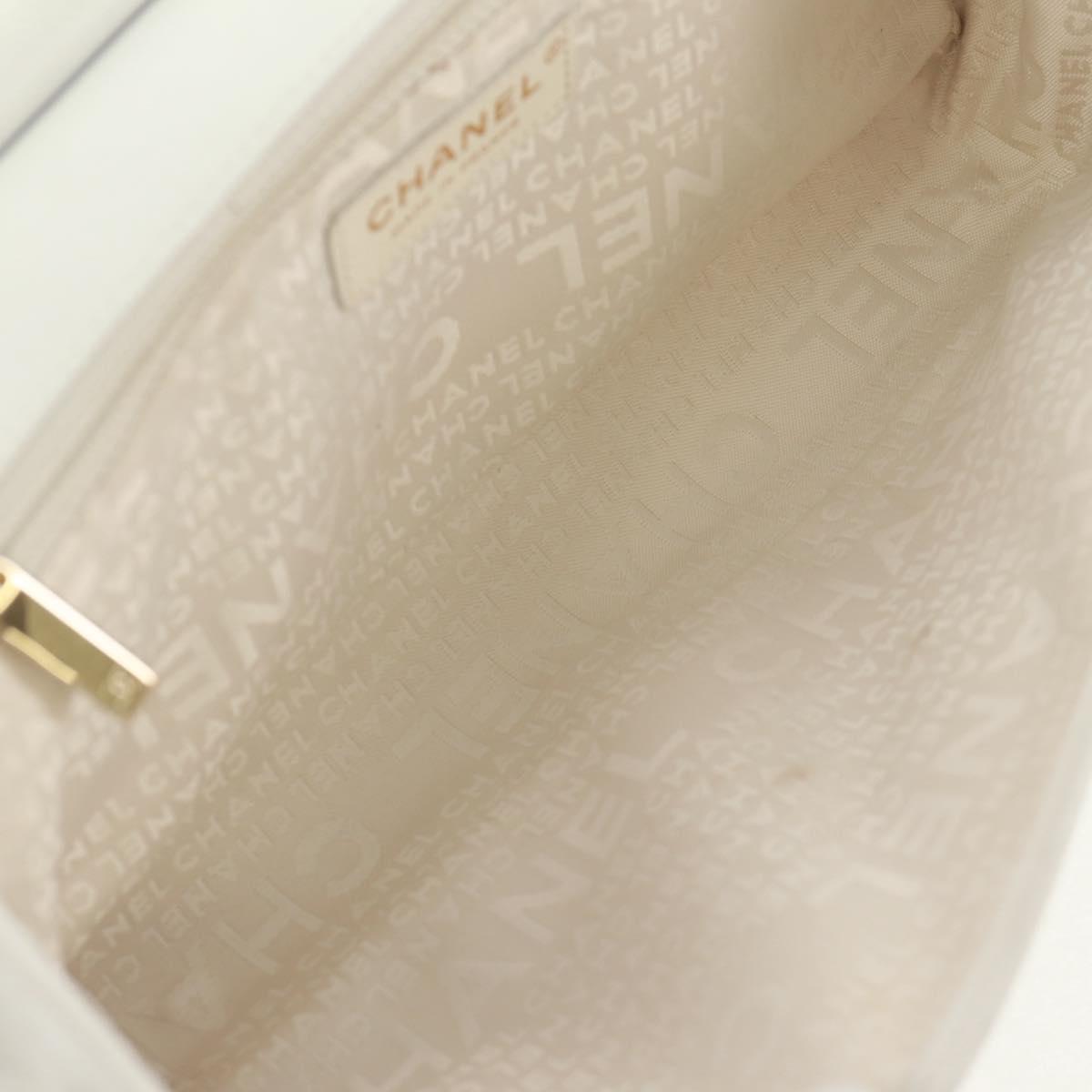 CHANEL Choco Bar Chain Shoulder Bag Lamb Skin Black White CC Auth 159582V