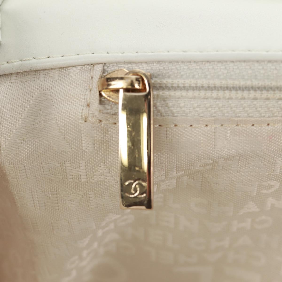 CHANEL Choco Bar Chain Shoulder Bag Lamb Skin Black White CC Auth 159582V