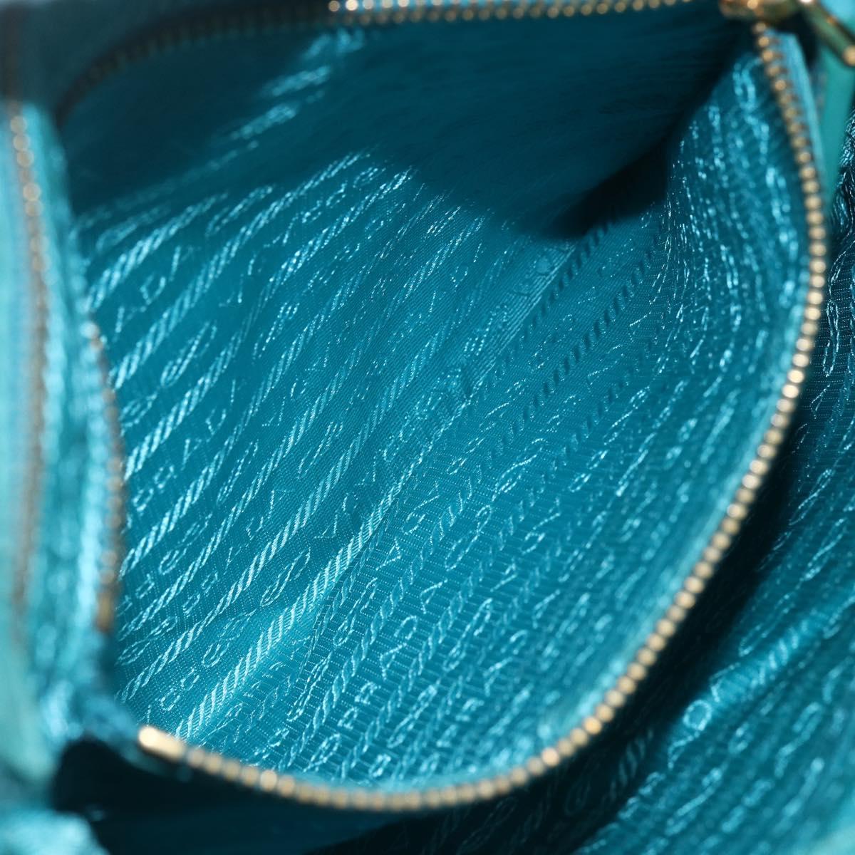 PRADA Shoulder Bag Nylon Light Blue Gold Auth 159589