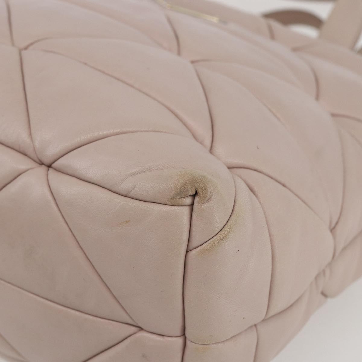 PRADA Hand Bag Leather 2way Pink Gold Auth 159590