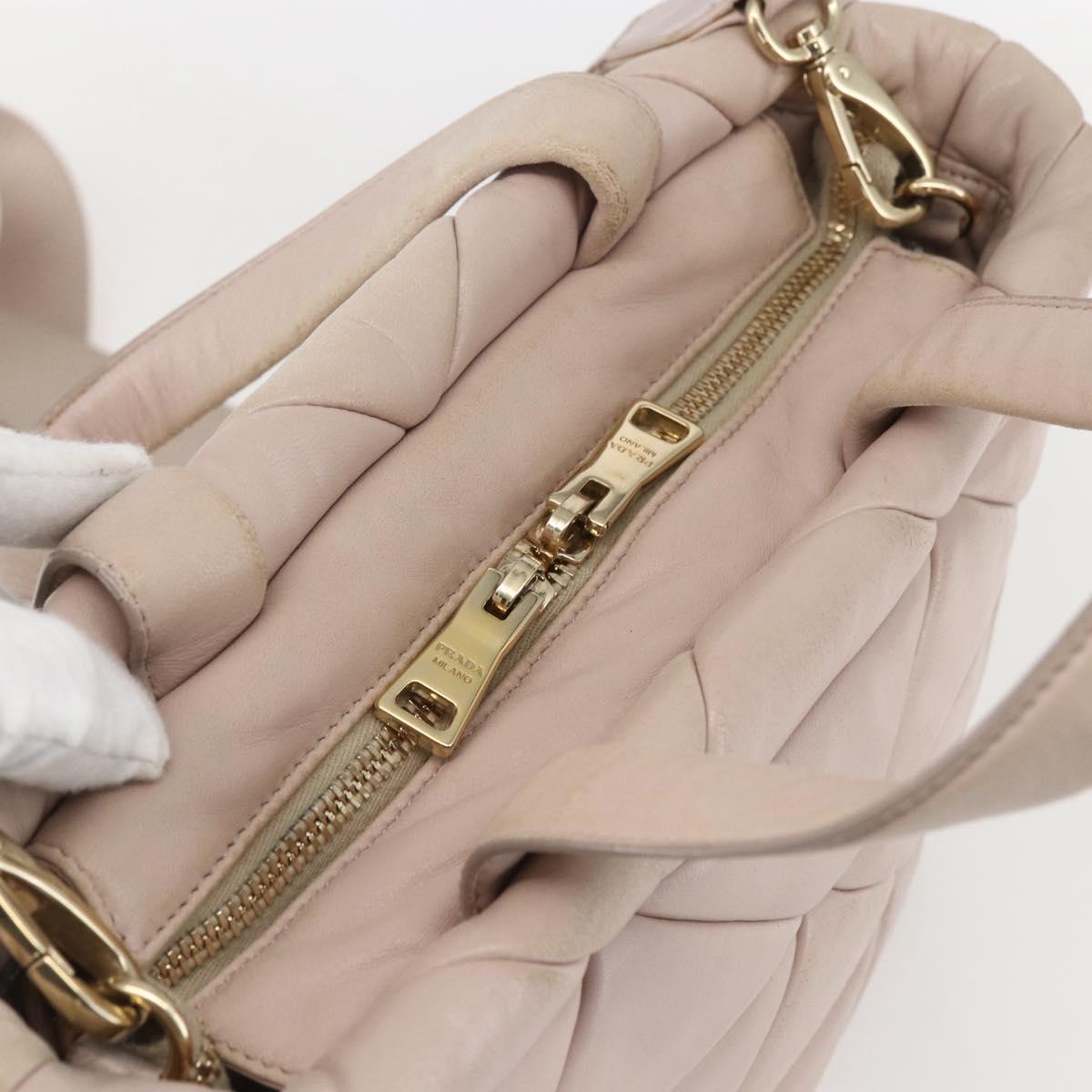 PRADA Hand Bag Leather 2way Pink Gold Auth 159590