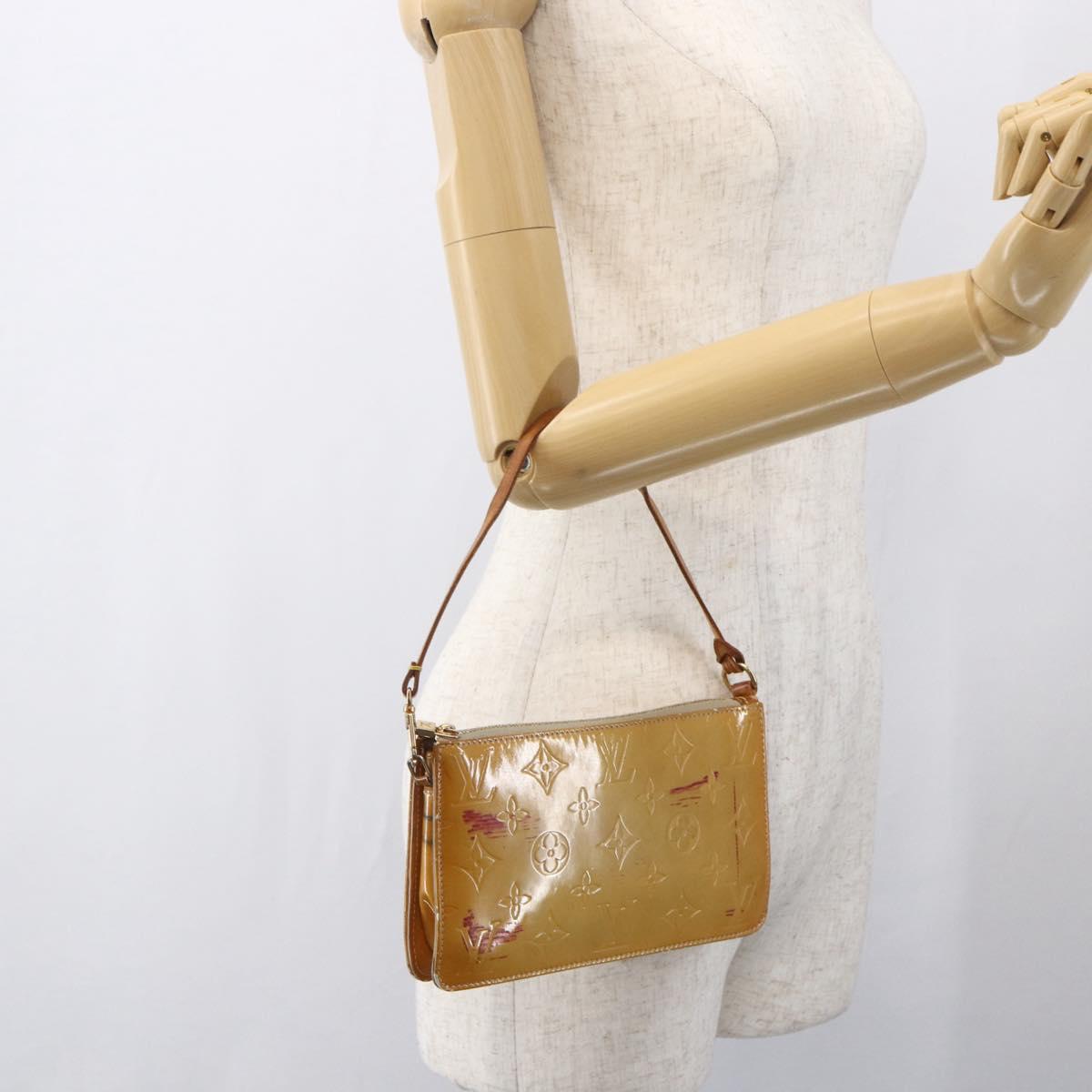 LOUIS VUITTON Monogram Vernis Lexington Pouch Beige M91010 LV Auth 159601