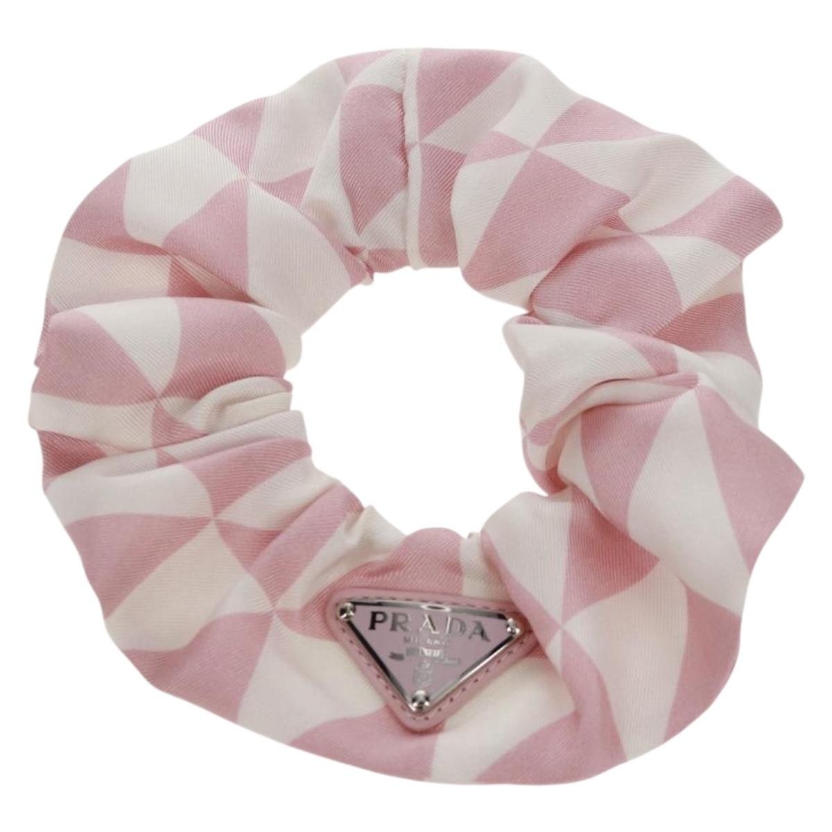 PRADA Shush Hair Tie Silk Pink Auth 159612M
