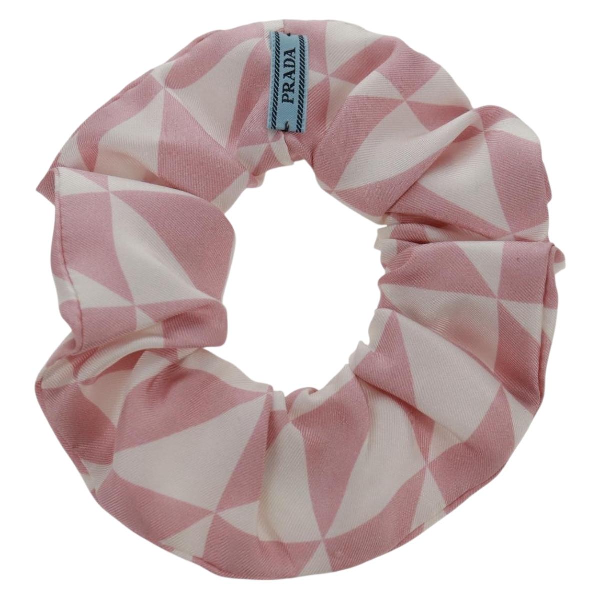 PRADA Shush Hair Tie Silk Pink Auth 159612M